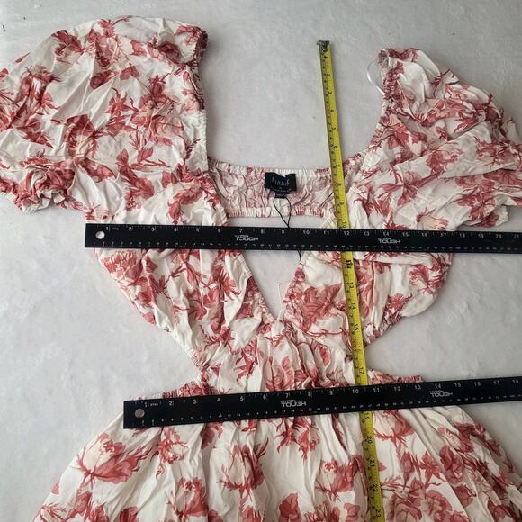 Bardot XXL US 12 AU 16 Eden Red Floral Deep V Neck Cottage Country Sundress NWT - Picture 10 of 12